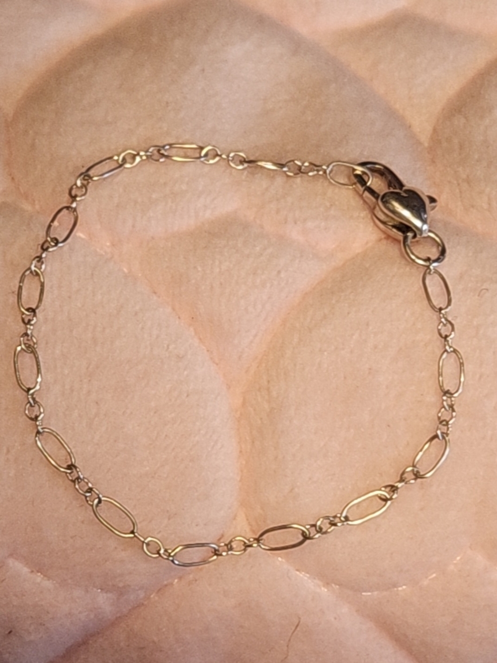 Sterling Silver 925 Dainty Girl's Figaro Link Bracelet With Heart Closure